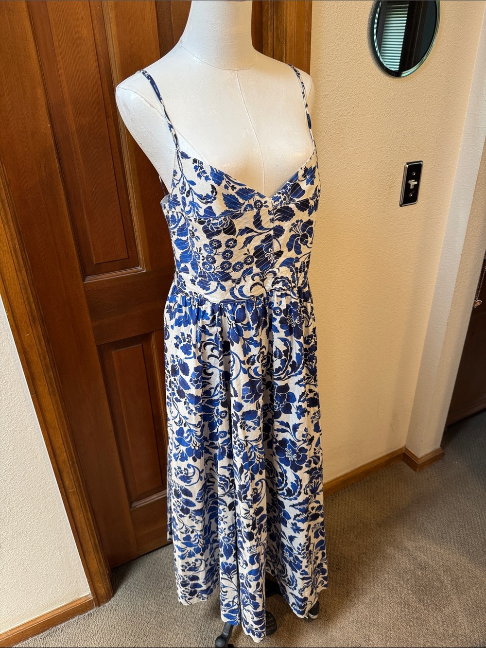 PRICE FIRM La Ligne Blue and White Floral Maxi Dress Size L - Picture 9 of 9